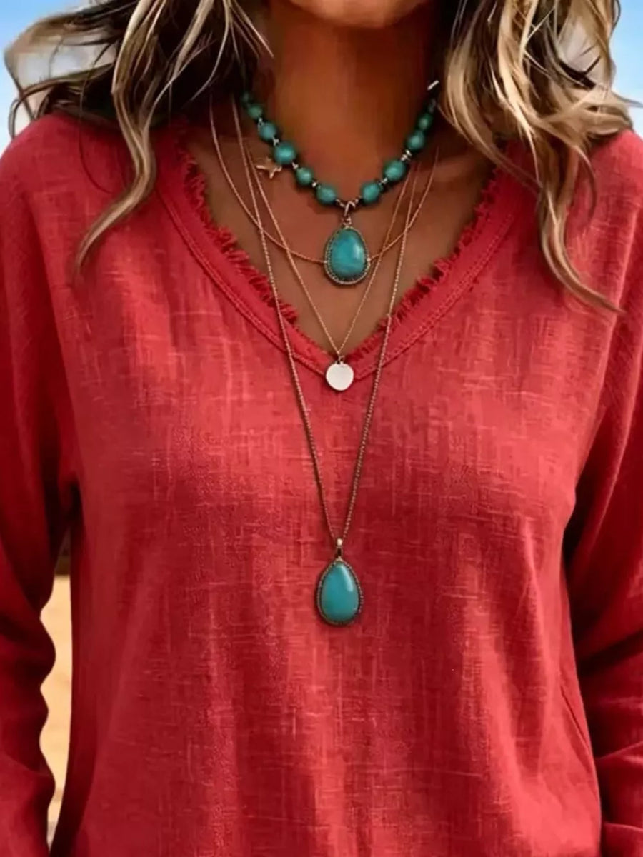 Gray t-shirt with hip-length and pullover