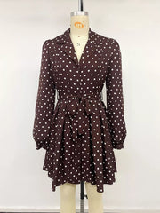 dark brown shirt dress with tied and long sleeve