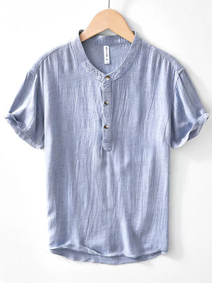 Grey Men's Plus Size Button Detail Short Sleeve Shirt