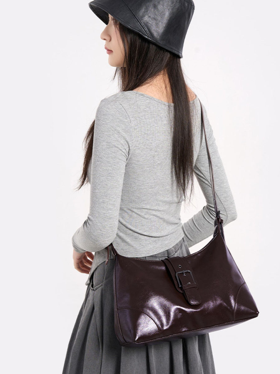 dark brown shoulder bag