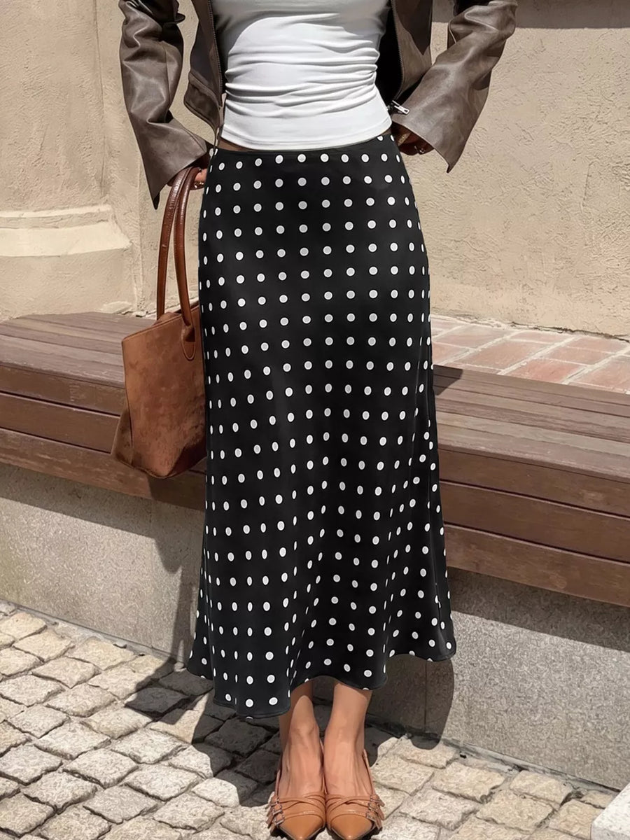 Polka Dot Midi Skirt in Orange-red, view 16