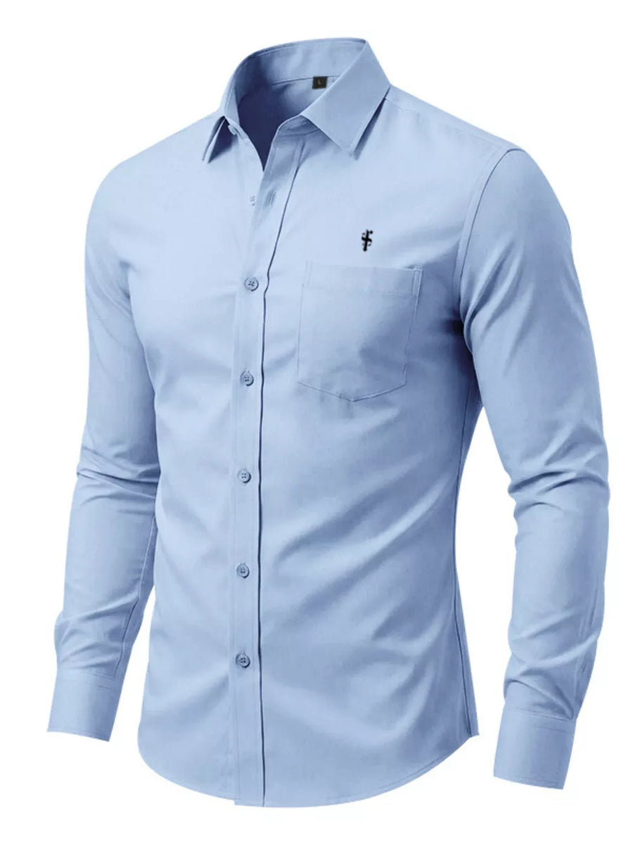 Purple Men's Slim Fit Button Up Shirt Plus Size
