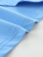 Blue 100% cotton toddler t-shirt with reinforced stitching detail.
