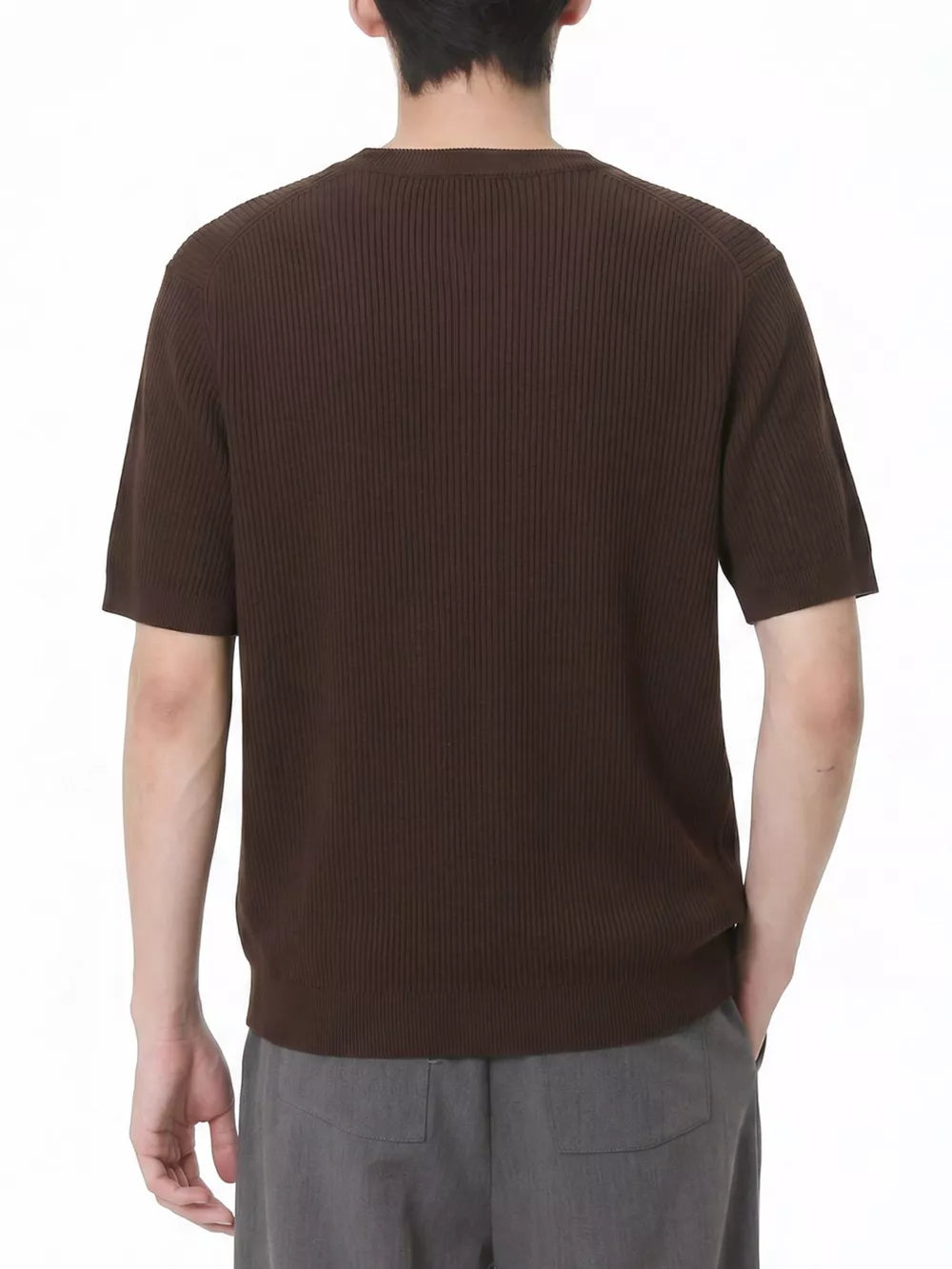 t-shirt in Grey with ribbed and hip-length