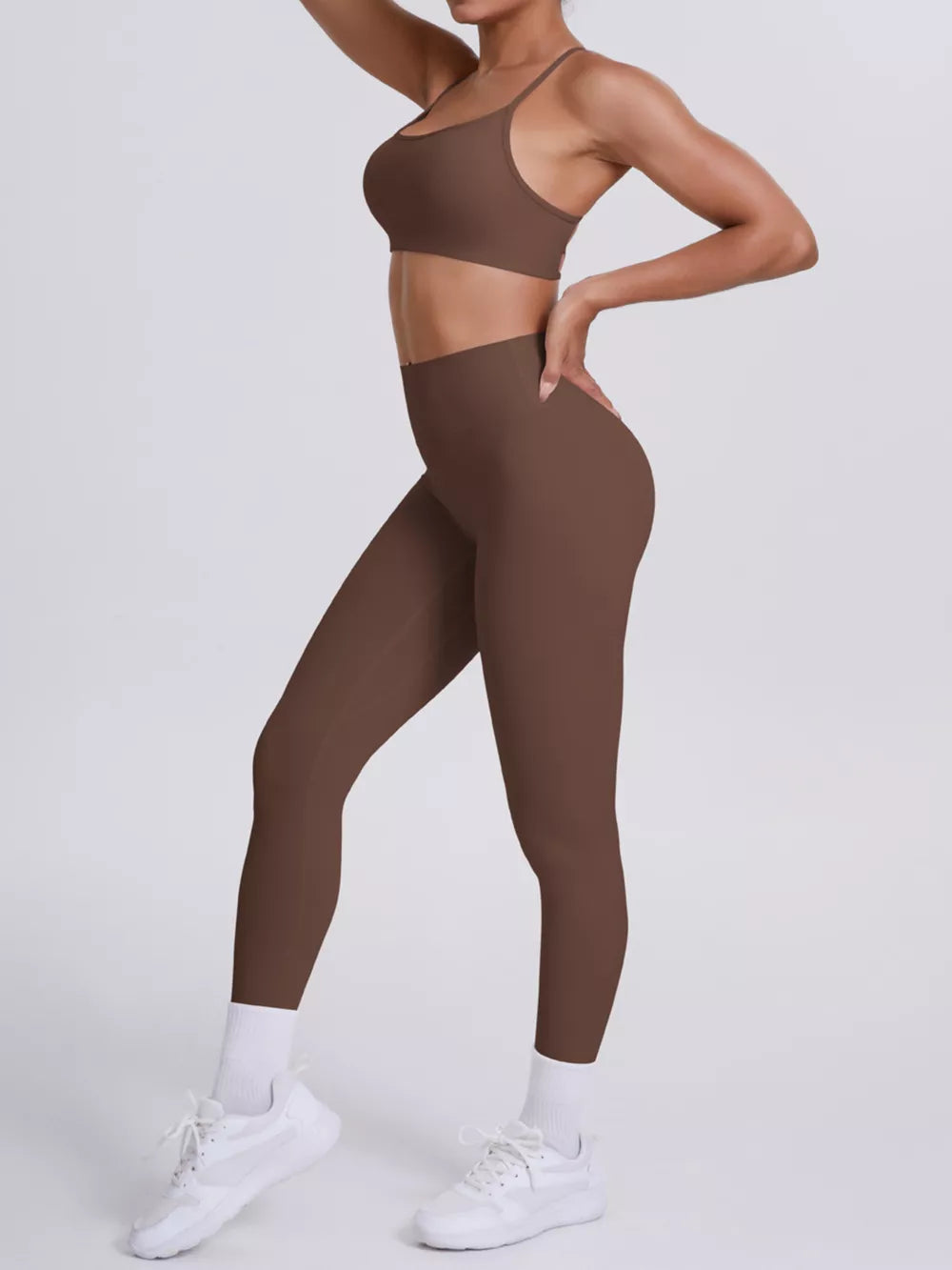 Criss-cross Back Cami And Leggings Set in Light Blue