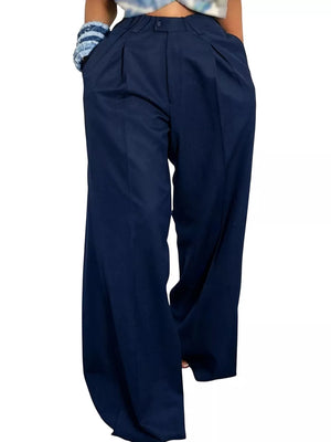 Wide Leg Pleated Pants in Khaki