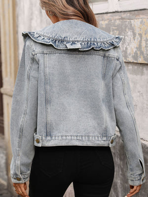blue regular denim jacket with collared