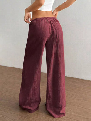Wide-leg Drawstring Cotton Pants, view 12