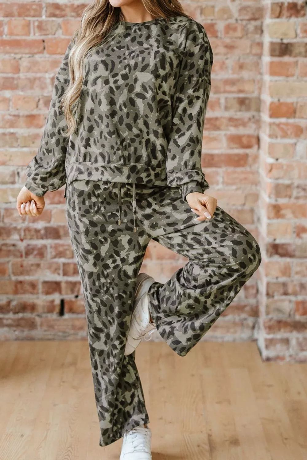 pajama set in Brown with pocketed and hip-length, full-length