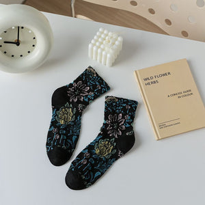 socks featuring floral in Yellow with cotton Imported Size &amp texture