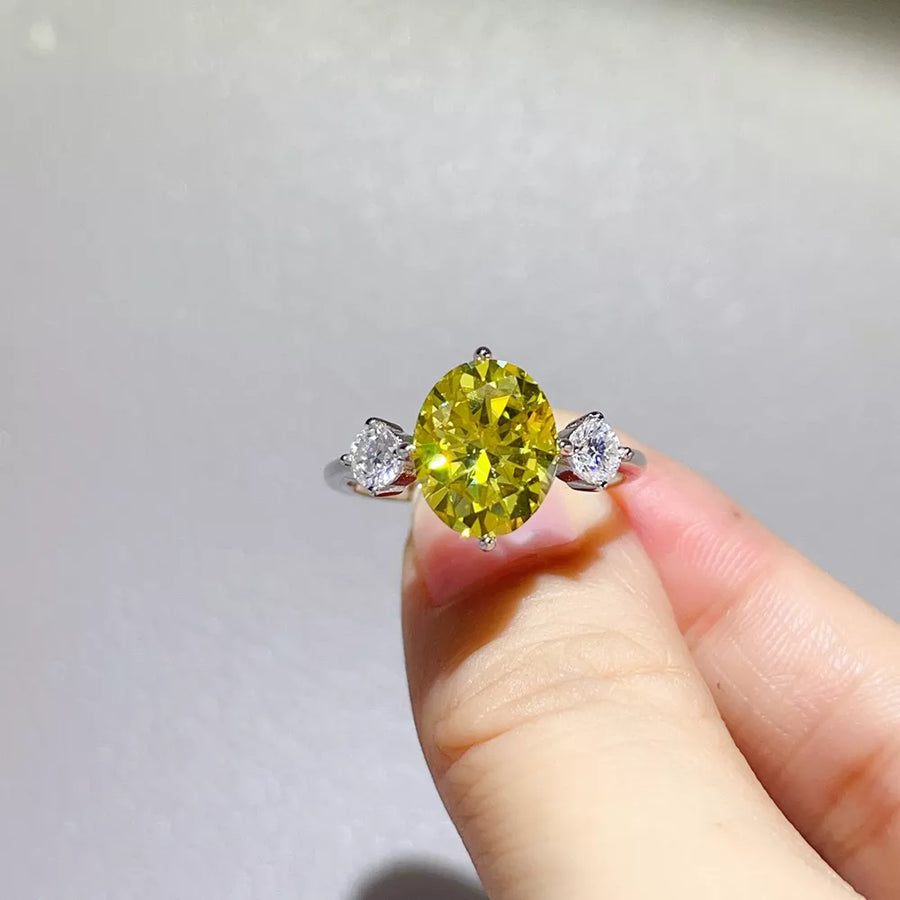 5 Carat Moissanite 925 Sterling Silver Ring in Silver with moissanite stones