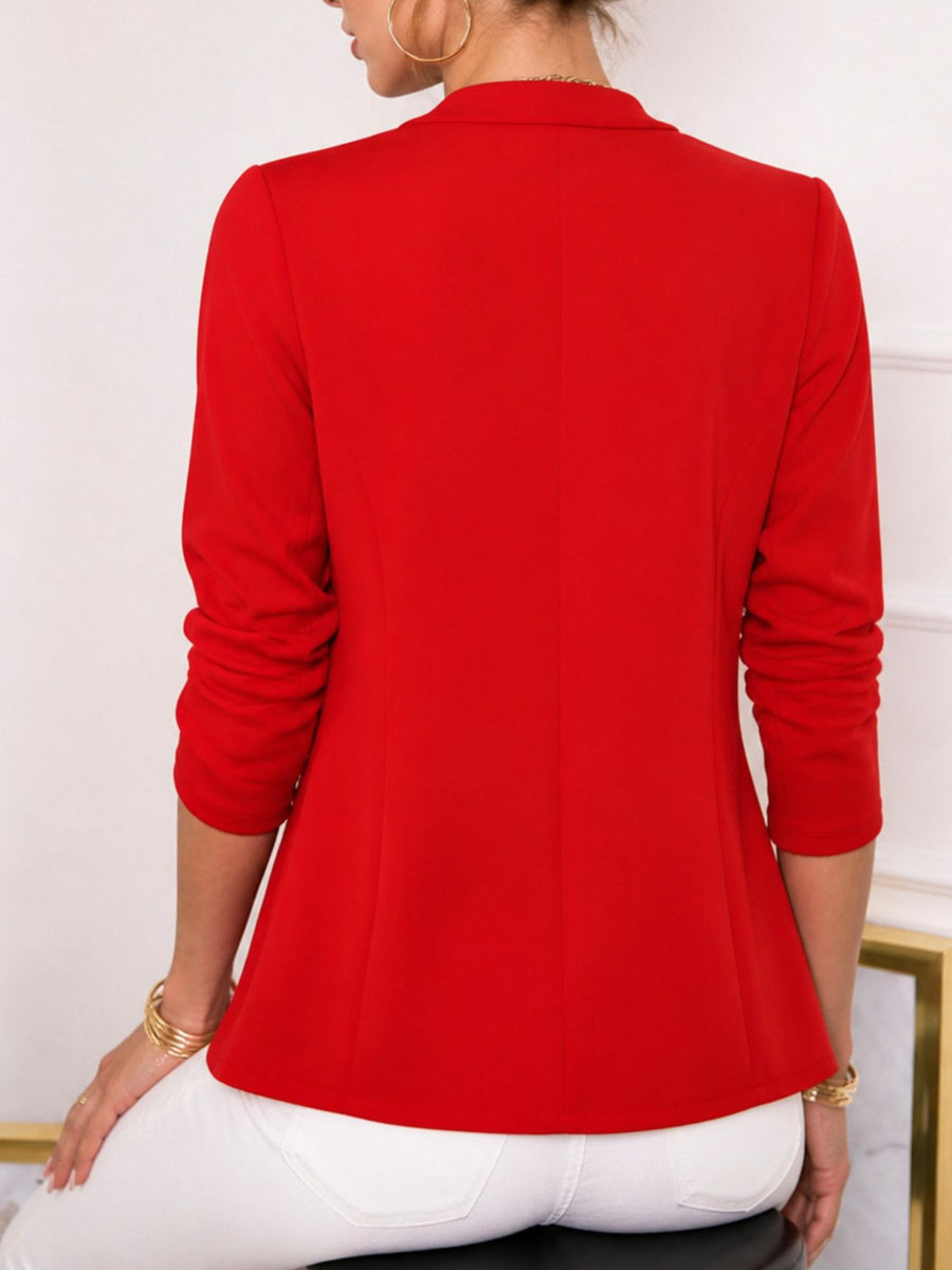 blazer in Khaki with long sleeve and hip-length
