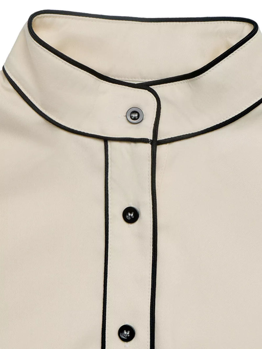 Contrast Trim Long Sleeve Shirt option 9