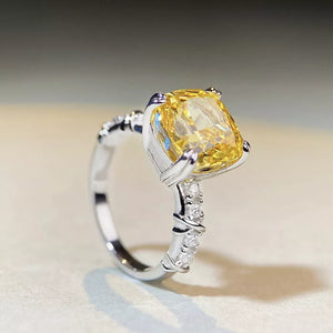 ring featuring geometric in yellow with 925 sterling silver,Zircon Care instructions: Avoid wearing during exercise, as