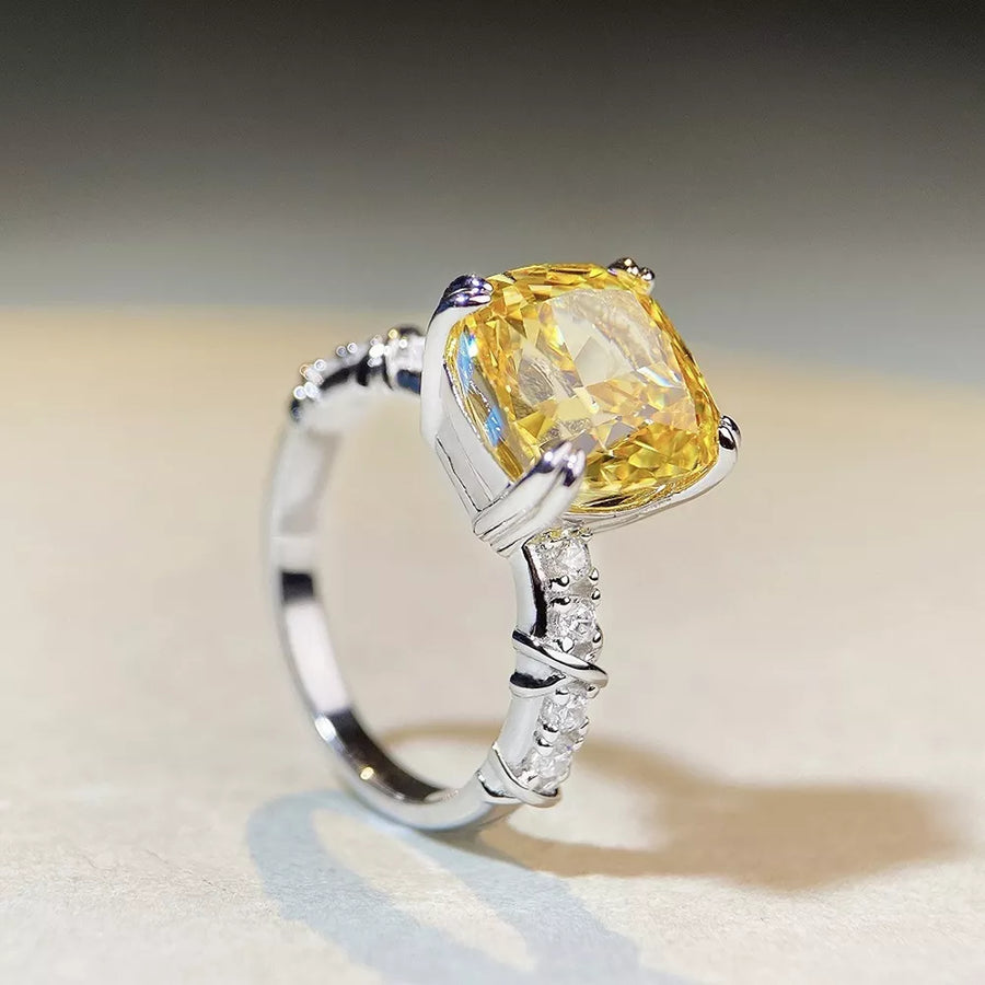 ring featuring geometric in yellow with 925 sterling silver,Zircon Care instructions: Avoid wearing during exercise, as