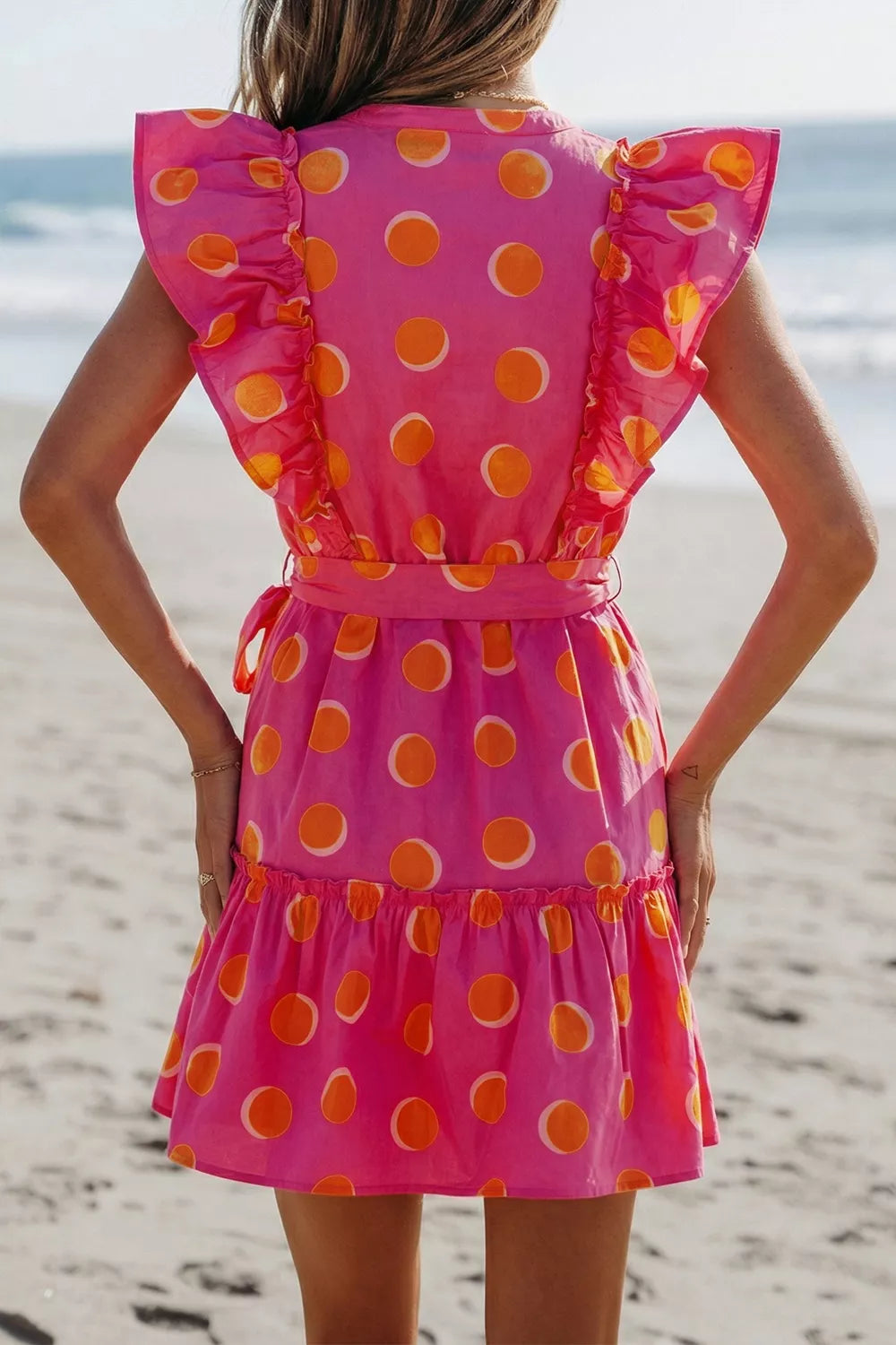 Ruffle Sleeve Polka Dot Mini Dress option 4