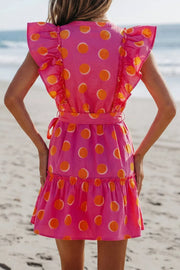 Ruffle Sleeve Polka Dot Mini Dress option 4