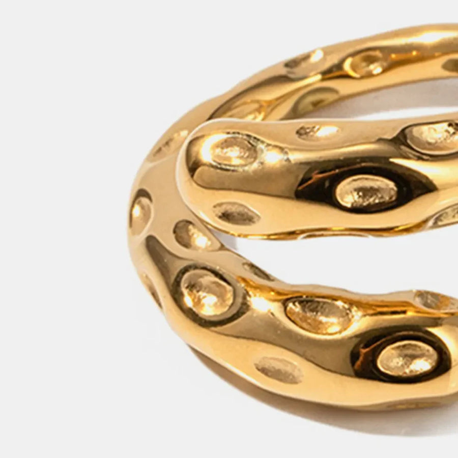 Gold bubble ring with hammered texture and 18K gold plating