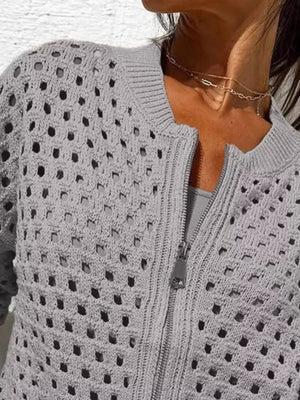cardigan in black with openwork and zipper