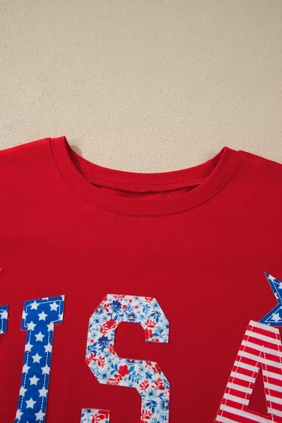 Patriotic Usa Embroidered Short Sleeve T-shirt option 5
