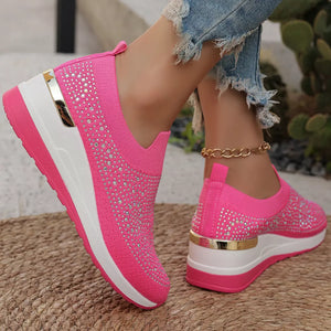 sneakers featuring rhinestone-embellished in White with Polyester, Rubber, Rhinestone Imported Size &amp texture
