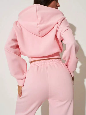 Zip-up Hoodie And Wide-leg Pants Set option 19