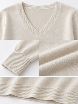 Nylon and viscose blend v-neck sweater in Dark Coffee with relaxed silhouette