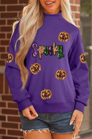 festive sweatshirt in Violet with mock neck
