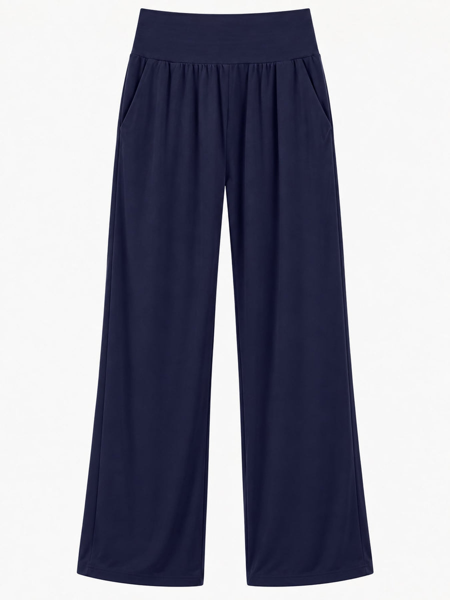 wide-leg pants in Dark Coffee with pocketed and full-length