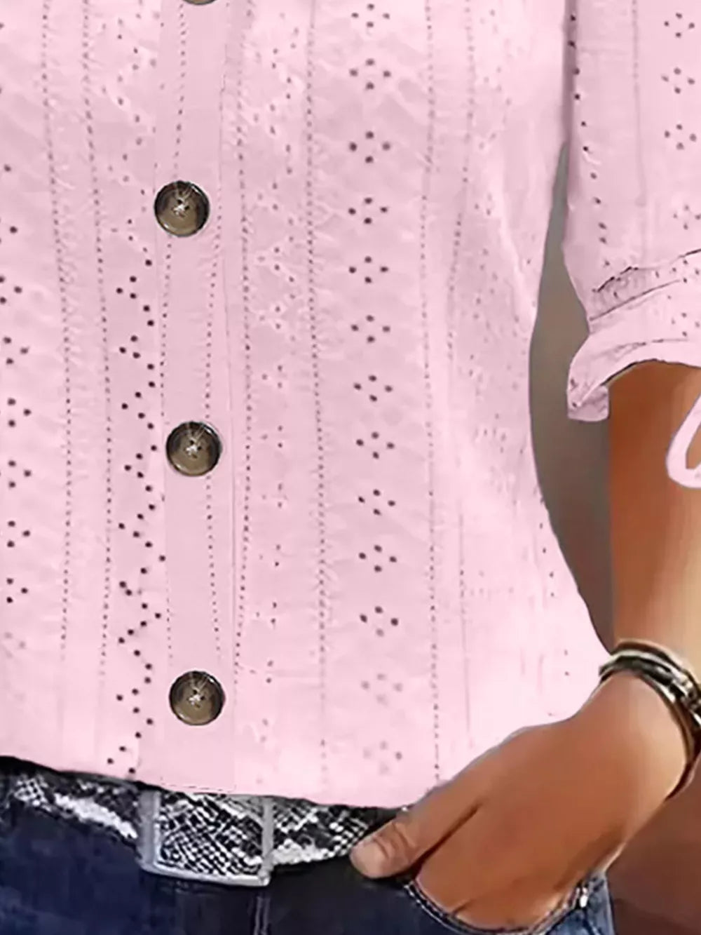 Eyelet Tie-sleeve Detail Top in white