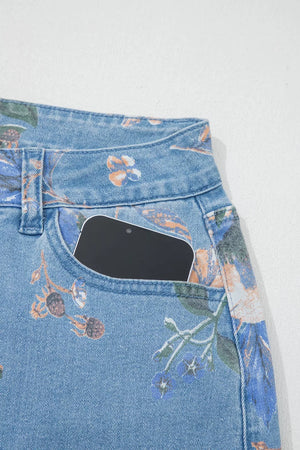 wide-leg jeans in light blue with pocketed and full-length
