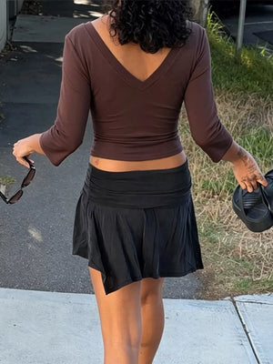modern t-shirt in Brown with deep v-neck
