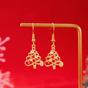 gold earrings with short and hook-and-eye