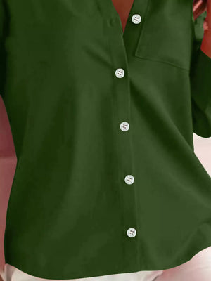 Blue regular button-down shirt with collared