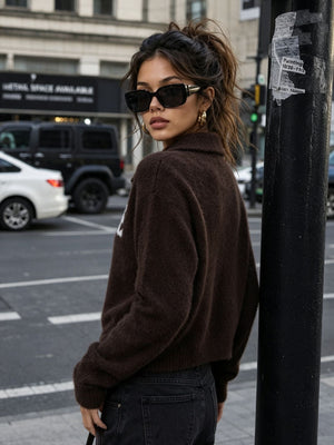 100% polyester Care instructions: Machine wash cold cardigan in Brown with regular silhouette