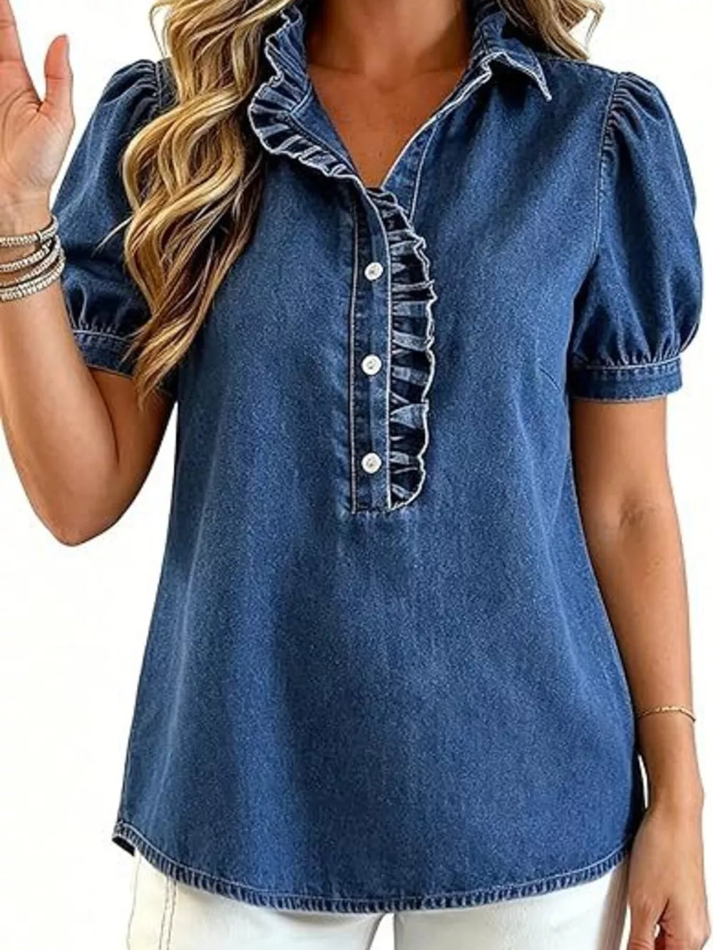 medium blue blouse