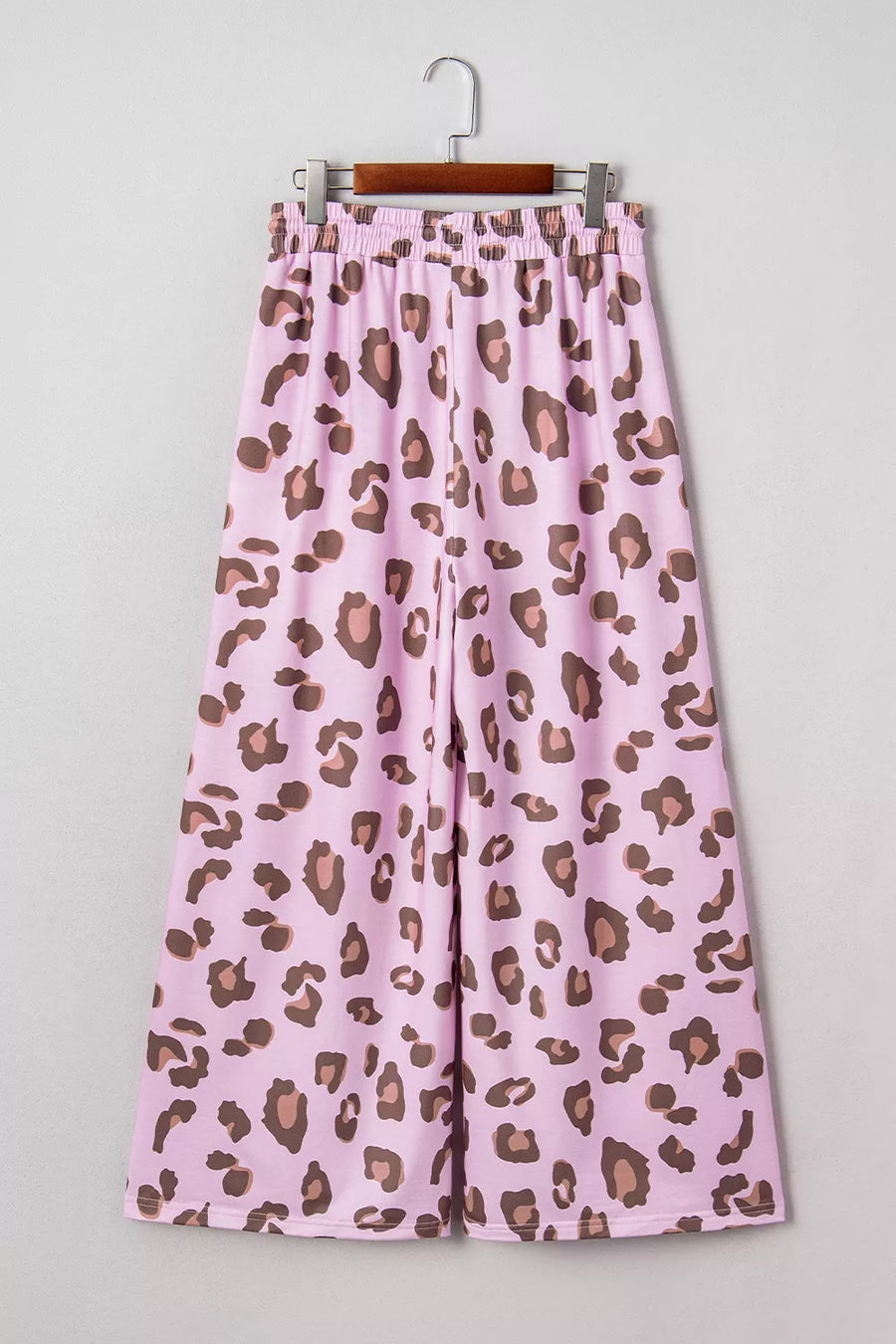 Dusty Pink with Drawstring Leopard Print Patch Pocket Pants in Dusty Pink