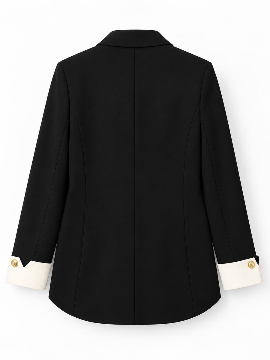 Full Size Single-Breasted Blazer With Gold Buttons in Khaki with buttoned