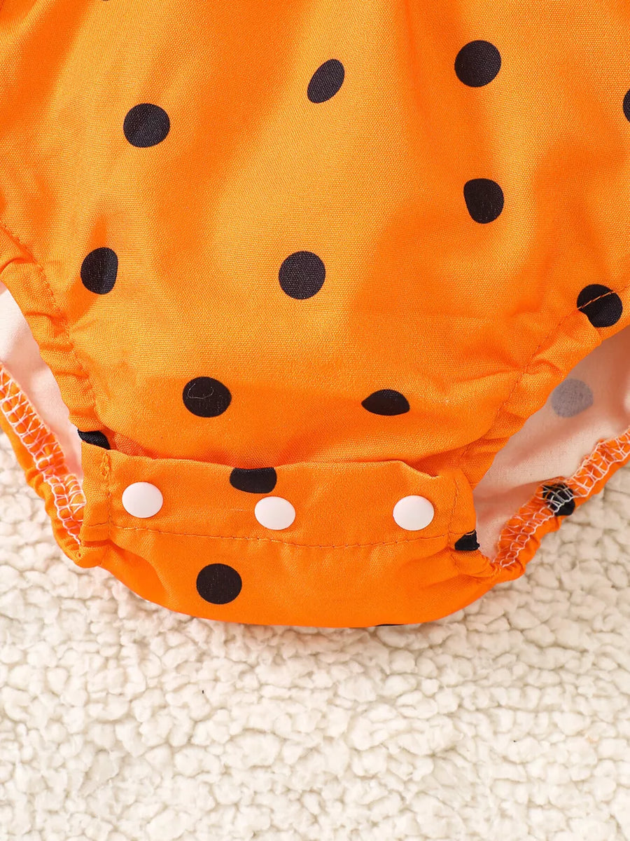 vintage-inspired romper in Orange with square neck
