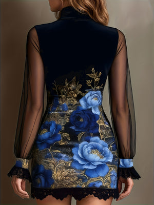 mini dress featuring floral in black with 100% polyester Care instructions: Machine wash cold texture