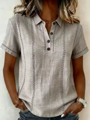 Caramel with Button Detail Short Sleeve Blouse Plus Size