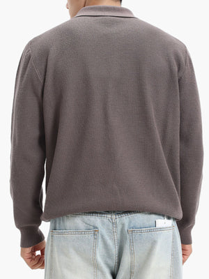 pullover sweater in chocolate brown with textured knit and plus-size