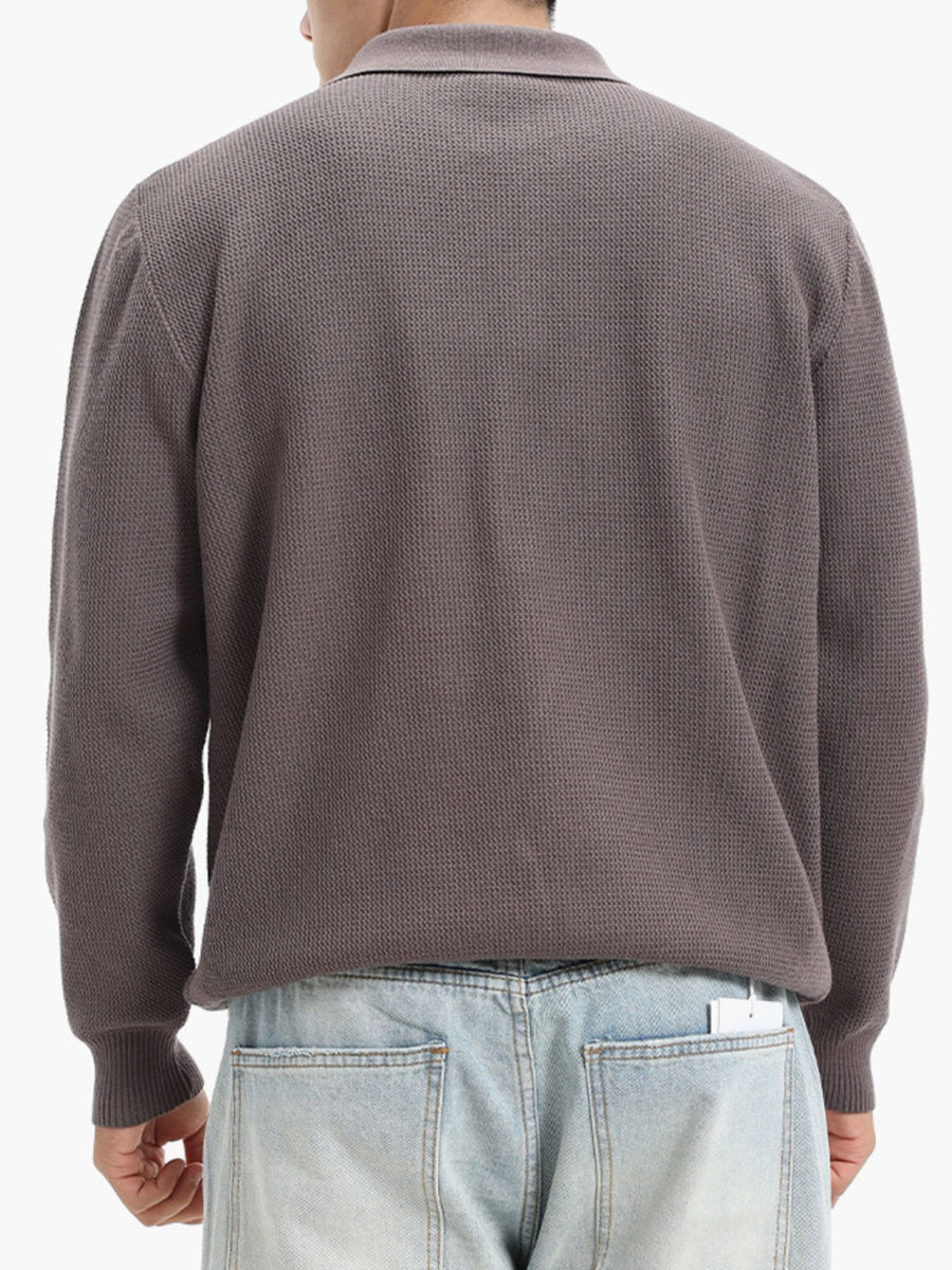 pullover sweater in chocolate brown with textured knit and plus-size