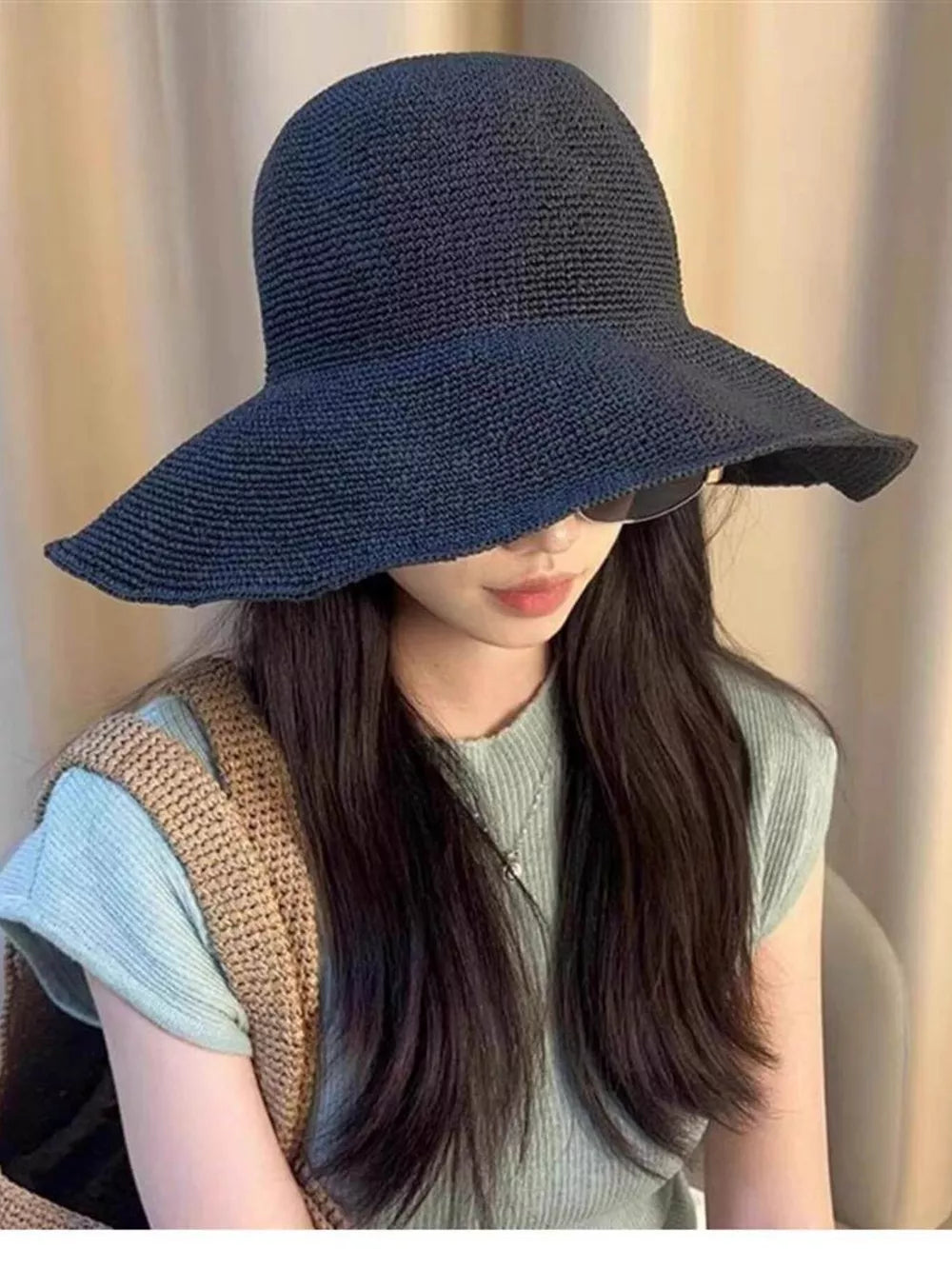 Brown Wide Brim Cotton Sun Hat