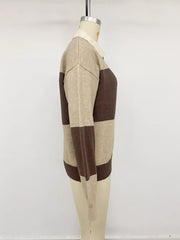 Color Block Polo Collar Sweater option 7