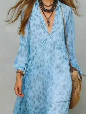 bohemian maxi dress in Pink with deep v-neck