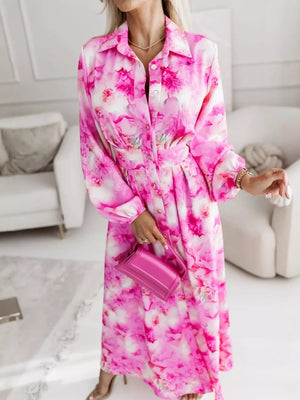 Long Sleeve Maxi Shirt Dress in Pastel Blue
