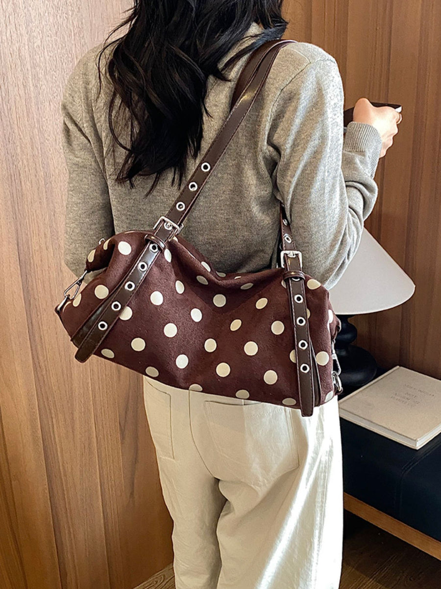 Small Polka Dot Shoulder Bag in black with polka dot print