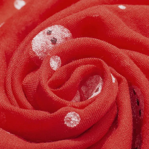 Red Festive Snowman Print Scarf