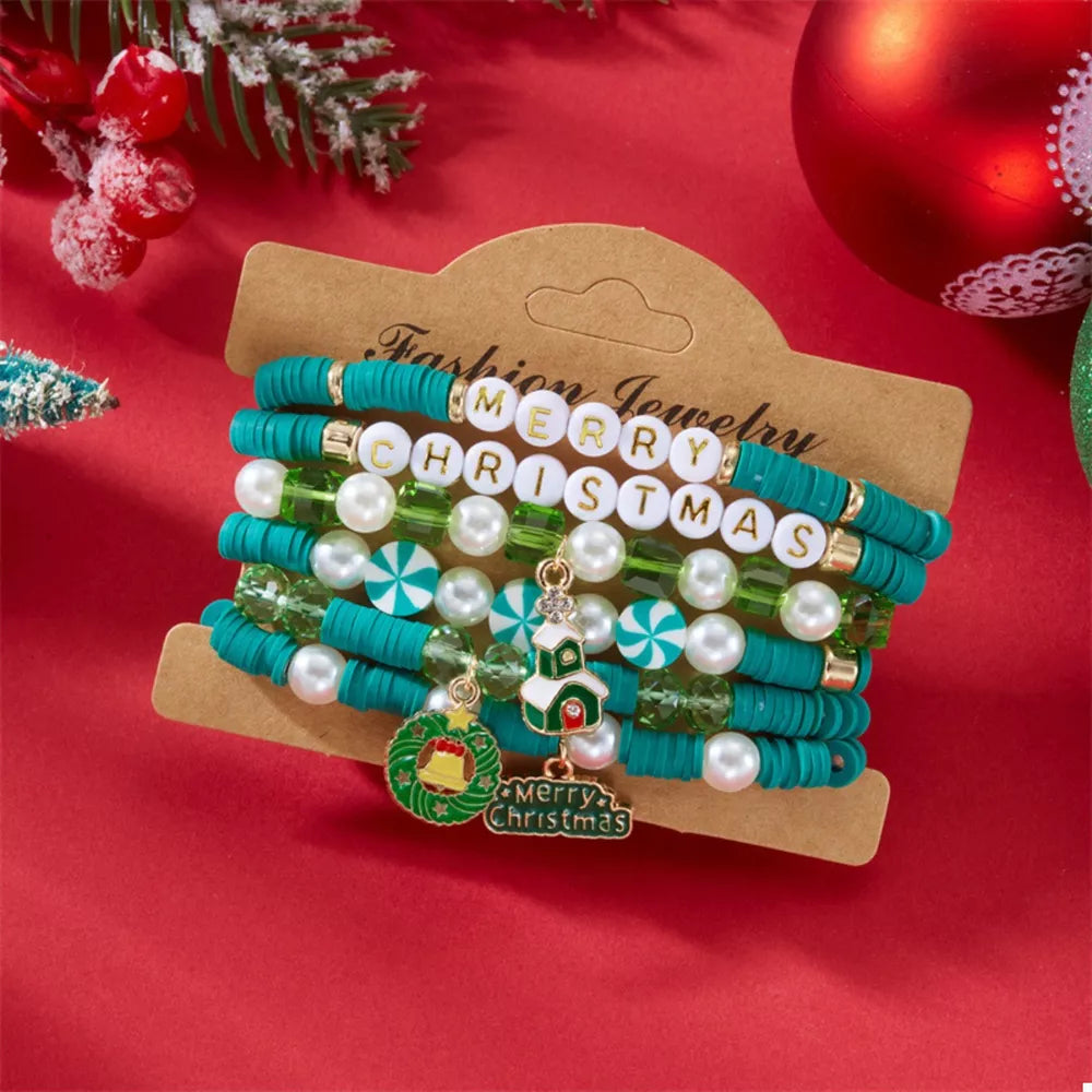 bracelet in teal featuring beaded and stacked fit
